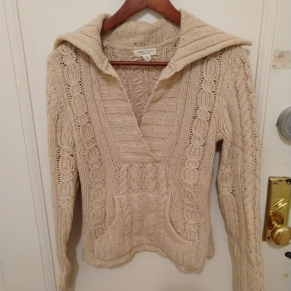 LAST CHANCE American Eagle wool shawl collar sweater Small